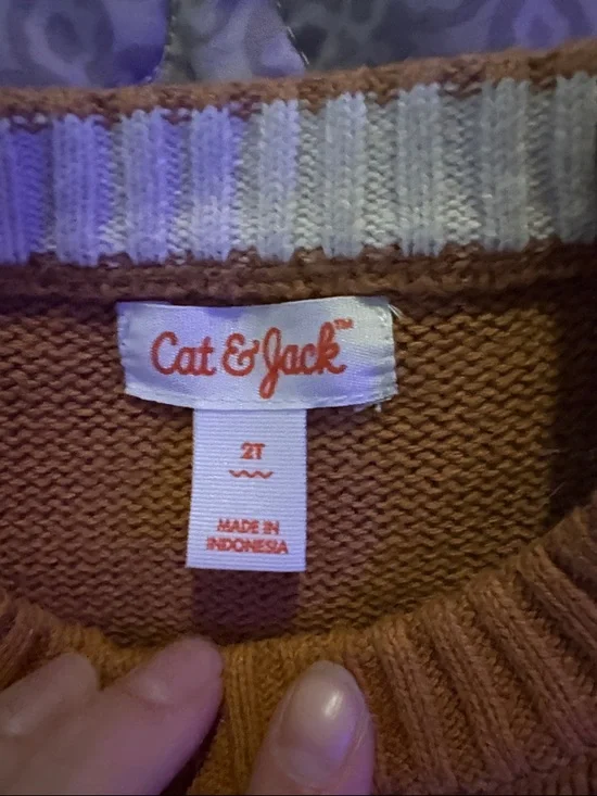 Cat & Jack Brown Bear Sweater with Glasses - Picture 2 of 4